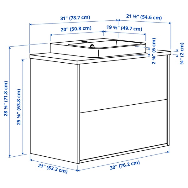 ÄNGSJÖN / BACKSJÖN Mueble de lavabo con cajones/lavabo