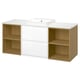 ÄNGSJÖN / BACKSJÖN Mueble de lavabo/lavabo, Alto brillo blanco/efecto roble/blanco efecto mármol, 155x55x72 cm