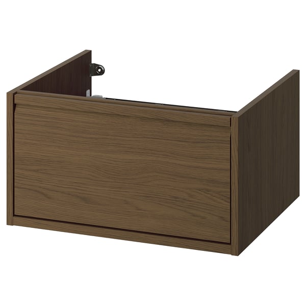 ÄNGSJÖN Mueble de lavabo con cajón, café efecto roble, 61x53x33 cm