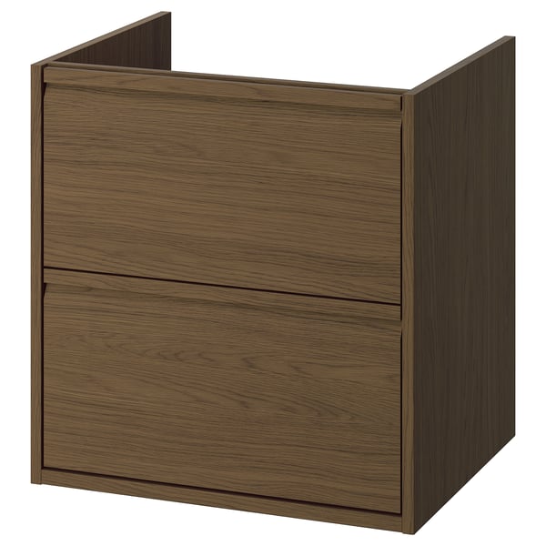 ÄNGSJÖN Mueble lavabo con cajones, café efecto roble, 61x53x64 cm