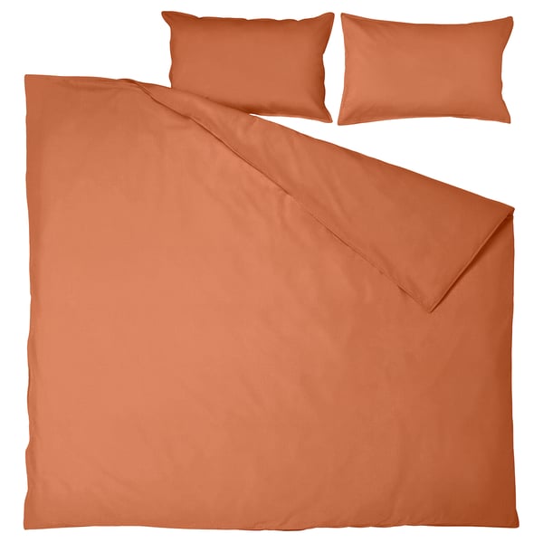 ÄNGSLILJA Funda nórdica +funda(s) de almohada, café rojizo, Tamaño Full/Queen (Doble/Queen)