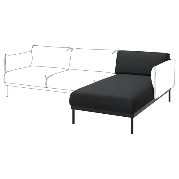 ÄPPLARYD Módulo de chaise-longue, Gunnared negro-gris