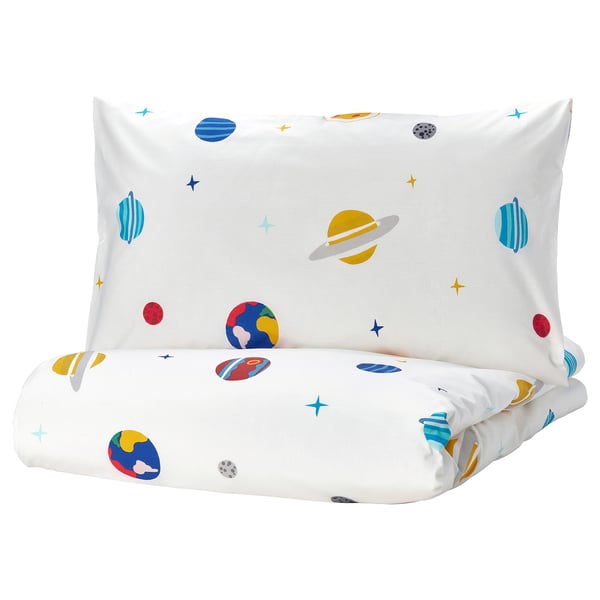AFTONSPARV Funda nórdica y funda de almohada, espacio/multicolor, Individual