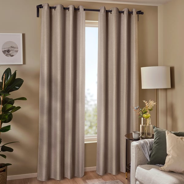 ANNAKAJSA Cortinas oscuras, 1 par, beige/con ojillos, 145x250 cm