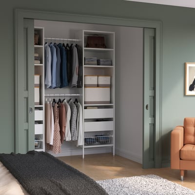 AURDAL Combinación de clóset, blanco, 182-215x40x221 cm