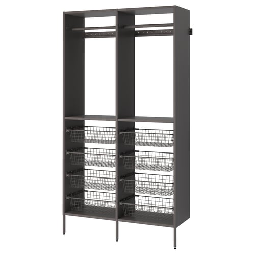 AURDAL Combinación de clóset, gris oscuro, 125x40x221 cm
