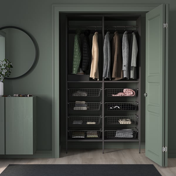 AURDAL Combinación de clóset, gris oscuro, 125x40x221 cm
