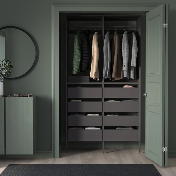 AURDAL Combinación de clóset, gris oscuro, 125x40x221 cm