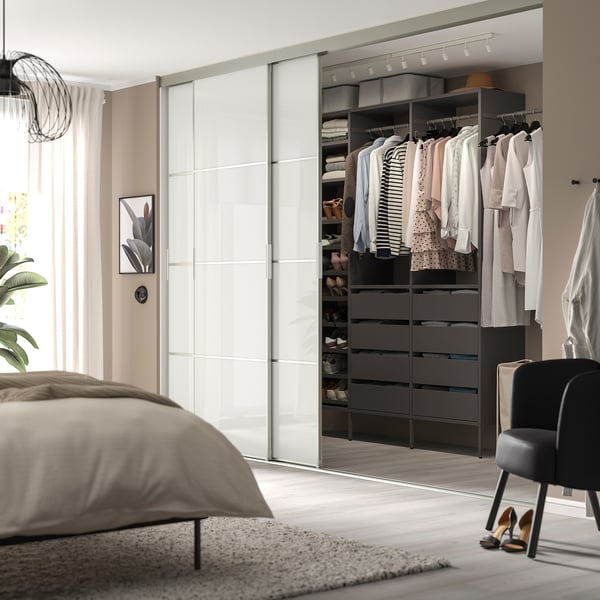 AURDAL Combinación de clóset, gris oscuro, 242-275x40x221 cm