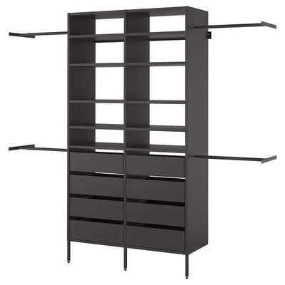 AURDAL Combinación de clóset, gris oscuro, 234-300x40x221 cm