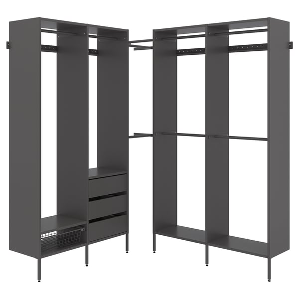 AURDAL Combinación de clóset, gris oscuro, 180-213x40x221 cm