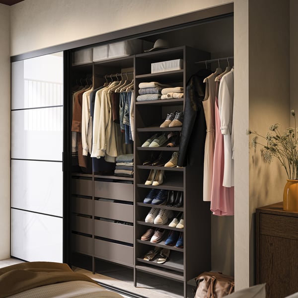 AURDAL Combinación de clóset, gris oscuro, 242-275x40x221 cm