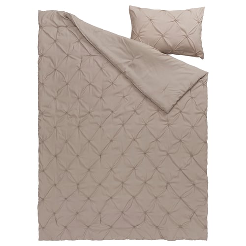 BÄGARKLOCKA Juego de edredón, beige grisáceo, Individual extra grande