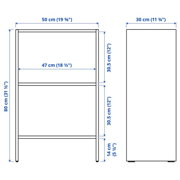 BAGGEBO Librero, blanco, 50x30x80 cm