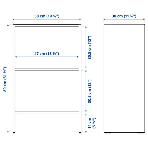 BAGGEBO Librero, blanco, 50x30x80 cm