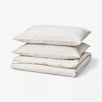 BANDKNIPPE Funda nórdica +funda(s) de almohada, blanco/beige, Tamaño Full/Queen (Doble/Queen)
