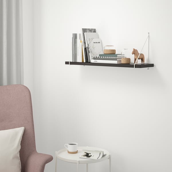 BERGSHULT / PERSHULT Repisa, negro-café/blanco, 80x20 cm