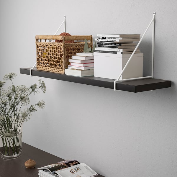 BERGSHULT / PERSHULT Repisa, negro-café/blanco, 80x20 cm