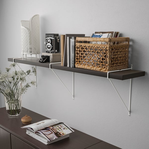 BERGSHULT / PERSHULT Repisa, negro-café/blanco, 120x20 cm