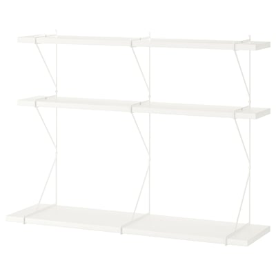 BERGSHULT / PERSHULT Repisas de pared, blanco/blanco, 120x30x91 cm