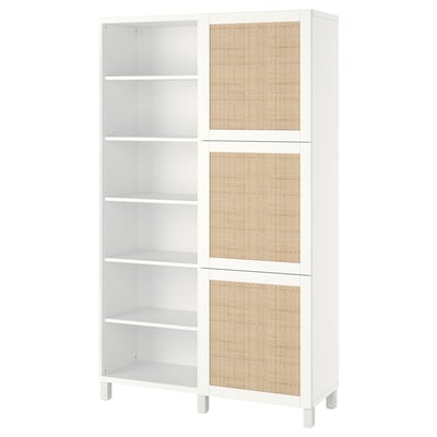 BESTÅ Almacenaje con puertas, blanco Studsviken/blanco álamo negro, 120x42x202 cm