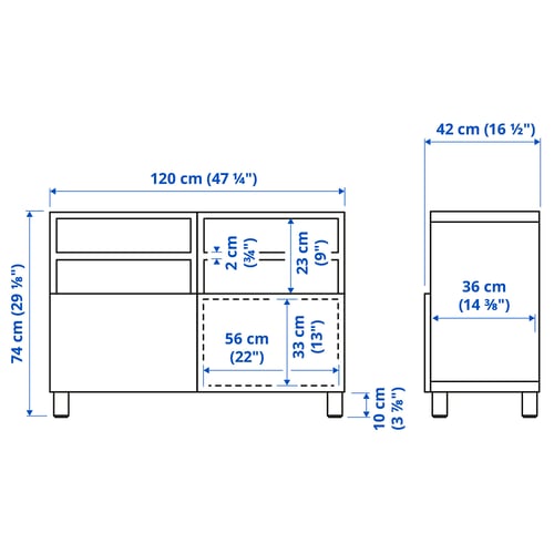 BESTÅ Mueble de TV, blanco/Sutterviken/Kabbarp blanco, 120x42x74 cm