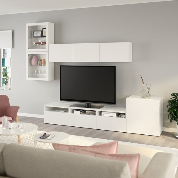 BESTÅ Mueble de TV c/puertas de vidrio