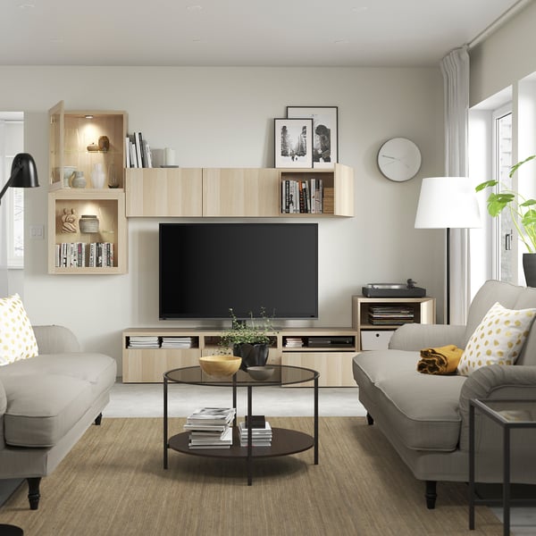 BESTÅ Mueble de TV c/puertas de vidrio