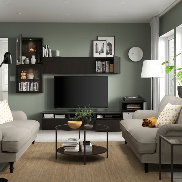 BESTÅ Mueble de TV c/puertas de vidrio