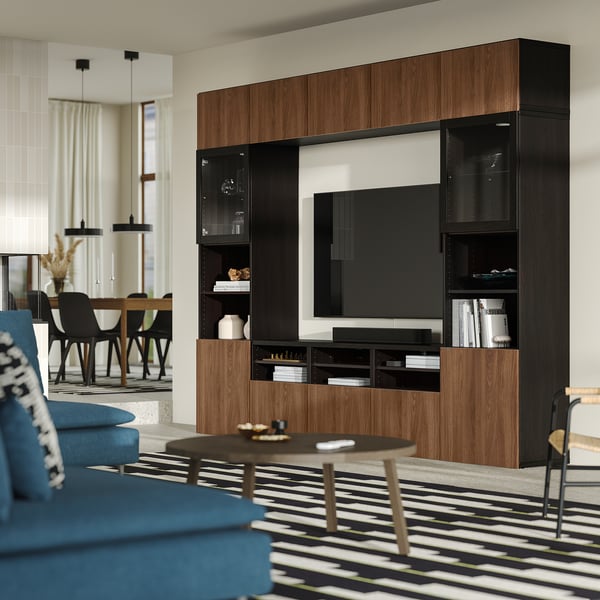 BESTÅ Mueble de TV c/puertas de vidrio