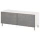 BESTÅ Mueble de TV con puertas, blanco/Kallviken/Ösarp gris oscuro, 120x42x48 cm