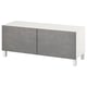 BESTÅ Mueble de TV con puertas, blanco Kallviken/Stubbarp/gris oscuro, 120x42x48 cm