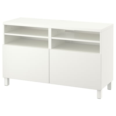 BESTÅ Mueble de TV con puertas, blanco/Lappviken/Stubbarp blanco, 120x42x74 cm