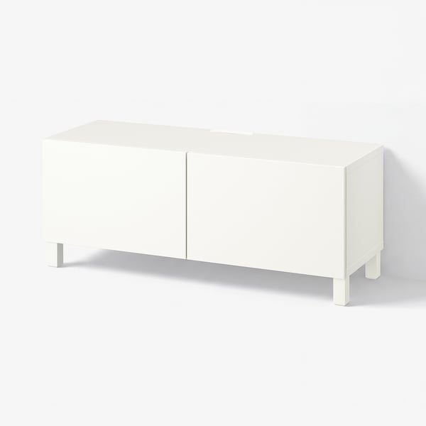 BESTÅ Mueble de TV con puertas, blanco/Lappviken/Stubbarp blanco, 120x42x48 cm