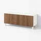 BESTÅ Mueble de TV con puertas, blanco Lappviken/Stubbarp/café efecto nogal, 120x42x48 cm