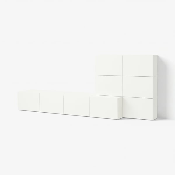 BESTÅ Mueble para TV, blanco Lappviken/blanco, 300x42x114 cm