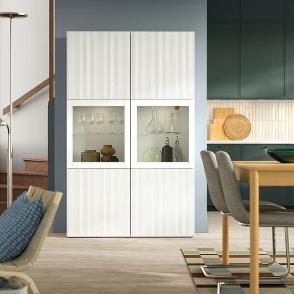 BESTÅ Vitrina, blanco/Förvaltare blanco, 120x42x193 cm