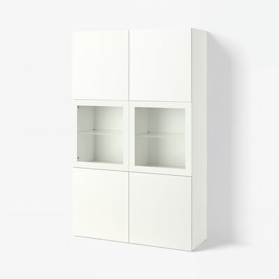 BESTÅ Vitrina, blanco/Förvaltare blanco, 120x42x193 cm