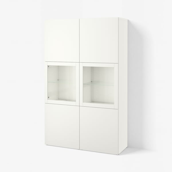 BESTÅ Vitrina, blanco Lappviken/Sindvik vidrio transparente blanco, 120x42x193 cm