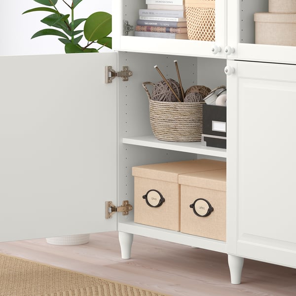 BESTÅ Vitrina, blanco Smeviken/Ostvik vidrio transparente blanco, 120x42x202 cm