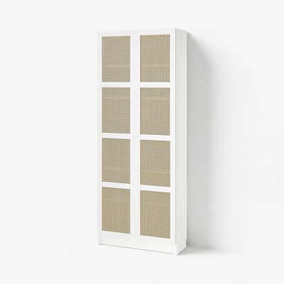 BILLY / HÖGADAL Librero con puertas, blanco, 80x30x202 cm