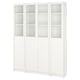 BILLY / OXBERG Combi libreros+panel/puert vidrio, blanco, 160x30x202 cm