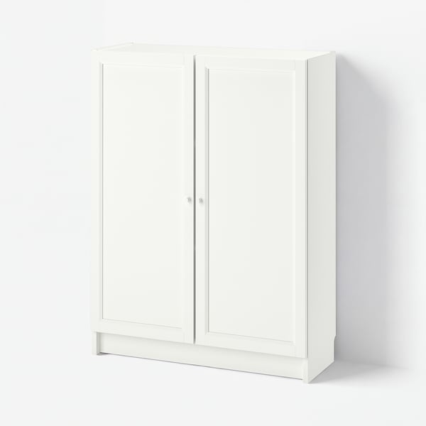 BILLY / OXBERG Librero con puertas, blanco, 80x30x106 cm