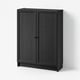 BILLY / OXBERG Librero con puertas, negro efecto roble, 80x30x106 cm