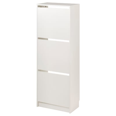 BISSA Zapatero con 3 compartimentos, blanco, 49x28x135 cm