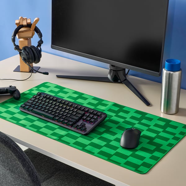 BLÅSKATA Tapete de mouse p/gamers, verde/con diseño, 40x80 cm
