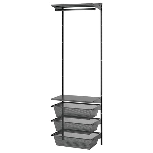 BOAXEL Combinación de clóset, carbón/metal, 62x40x201 cm