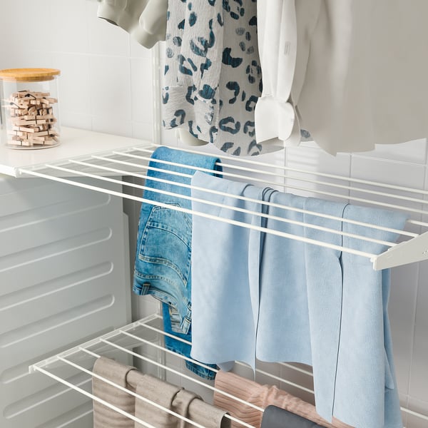BOAXEL Combinación para la lavandería, blanco/metal, 165x40x201 cm