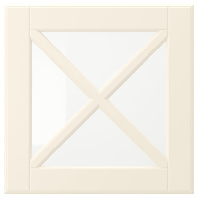 BODBYN Puerta vidrio con travesaño, hueso, 38x38 cm