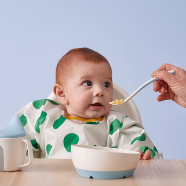 BÖRJA Plato, blanco/azul